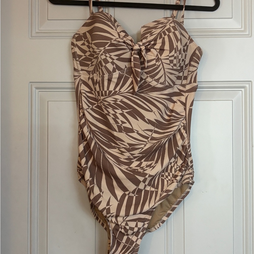 Kona Sol Brown & Cream Tropical-Print One-Piece Swimsuit